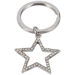Portachiavi stella acciaio con strass